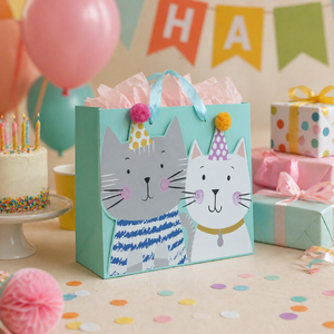 Bolsa de Regalo <span class=keywords><strong>para</strong></span> Fiesta de <span class=keywords><strong>Cumpleaños</strong></span> Pafu con Asas de Listón, Bolsa de Regalo 3D con Diseño de Gatito, Bolsa <span class=keywords><strong>para</strong></span> Envolver Regalos con Detalles de Pompones, Bolsa de <span class=keywords><strong>Cumpleaños</strong></span> con Diseño de Gato - Product Image 1