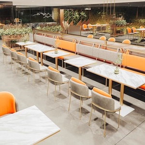 Ensemble table et chaises en dalle de marbre INS Simple Leisure, personnalisable pour salon de thé, café, restaurant occidental, ou banquette. - Product Image 5