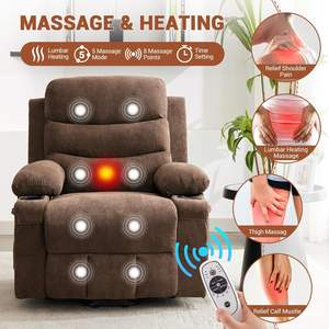 Garvee Home Brown Übergroße elektrische Liegestuhl <span class=keywords><strong>Power</strong></span> Lift Wärme <span class=keywords><strong>massage</strong></span> ständer Assist Cup Holders Seiten tasche für ältere Menschen - Product Image 5