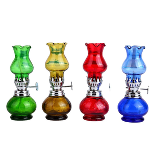 Diamant rond à l'<span class=keywords><strong>ancienne</strong></span> rouge vert bleu bocal vide bouteille en <span class=keywords><strong>verre</strong></span> <span class=keywords><strong>lampe</strong></span> à huile lanterne avec mèches décoration de table pour la maison lampes à huile - Product Image 5