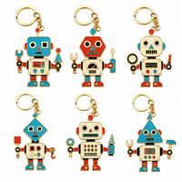 Porte-clés personnalisé en émail dur, robot rétro, plaqué or, alliage de zinc, souvenir robot vintage pour cadeau et collection
