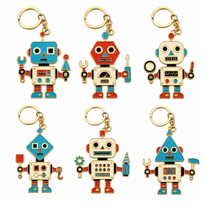 Porte-clés personnalisé en émail dur, robot rétro, plaqué or, alliage de zinc, souvenir robot vintage pour cadeau et collection - Product Image 6