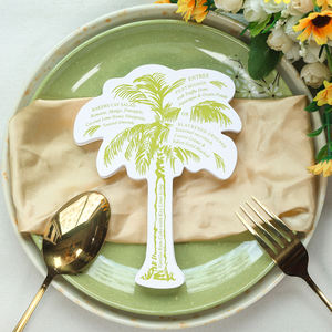 <span class=keywords><strong>Carte</strong></span> de menu en papier en forme de cocotier mignon unique avec motif d'impression en couleur et texte pour décor de table de mariage et d'<span class=keywords><strong>anniversaire</strong></span> - Product Image 1