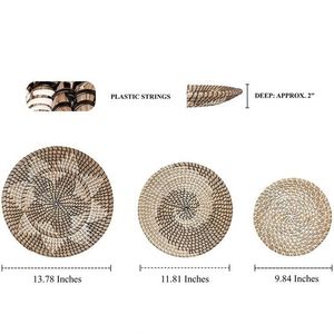 Pratos Suspensos De Parede Em Bambu Decoracao Ervas <span class=keywords><strong>Marinhas</strong></span> Pretas Boho Pendurada No Quarto Natural - Product Image 5