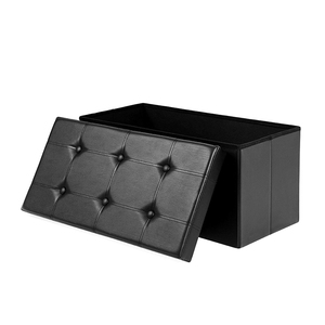 Rangement en cuir Pliable Repose-pieds Pour Banc Coffre De Rangement Repose-pieds <span class=keywords><strong>Table</strong></span> Basse Rembourré Tabouret De Rangement - Product Image 2