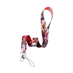 Lanyards promocionais personalizados venda quente Anime Cartoon poliéster telefone chaveiro Anime cordão com id card crachá titular