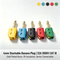 Prise banane en laiton plaqué or 4 mm, connexion rapide sans soudure, 1000 V 32 A, prise haute intensité PA pour équipement de test de puissance en laboratoire