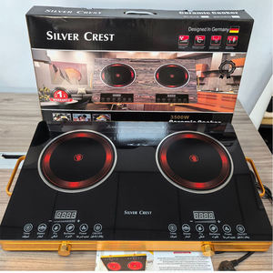 Cocina de inducción de 2 placas, horno de inducción de <span class=keywords><strong>placa</strong></span> de cristal negro, estufa eléctrica, estufa de inducción con ventilación - Product Image 6