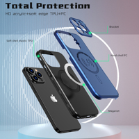 Coque de téléphone hybride antichoc avec béquille et chargement magnétique sans fil pour iPhone 17 Air 18 Pro Max 16 15 14 13 Plus