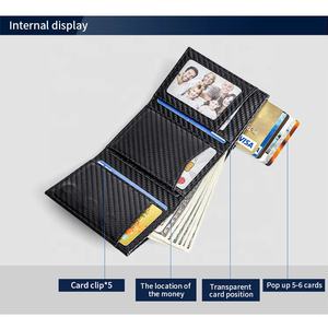 Venta al por mayor de gran capacidad de los hombres Cartera de cuero genuino automático pop-up de metal antirrobo cartera tarjetero para el seguimiento de <span class=keywords><strong>Airtag</strong></span> - Product Image 3