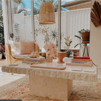 Meubles en marbre de salon de haute qualité Table basse ovale en calcaire en travertin
