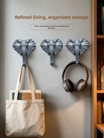 Crochet décoratif tête d'éléphant en résine 3D haut de gamme sans perçage ; Décoration murale dorée ; Crochet de luxe léger pour manteaux et chapeaux