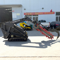 Chargeuse compacte chenillée chinoise Derette V1000, moteur diesel 25 CV, avec accessoire de tranchage pour usage agricole