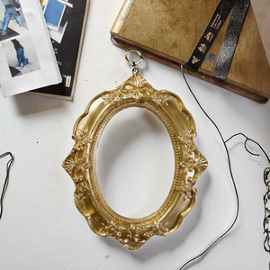 <b>Vintage</b> <b>Picture</b> <b>Frame</b> Metal Golden Ornate Textured Oval Desktop Photo <b>Frame</b> Photo Holder Jewelry Display <b>Frame</b> Home Decoration - Product Image 4