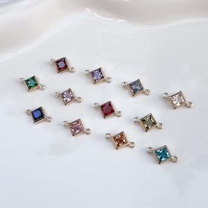 スクエア誕生石コネクタゴールドシルバーローズゴールド永久ジュエリー、ジュエリー製作コネクタ - Product Image 4