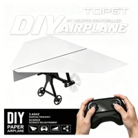 Kit STEM DIY pour enfants, avion RC 2.4G, décollage et atterrissage à une touche, design aérodynamique, lumières LED, avion en papier volant RC résistant aux intempéries