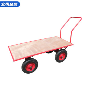 Carretilla de plataforma plana Hongyue de 1500x750 mm, carrito de transporte industrial de cuatro ruedas para logística de almacén - Product Image 1