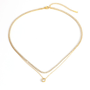 Collar de Acero Inoxidable con Colgante de Diamantes Apilables, Chapado en Oro de 18k, Forma de Corazón, Minimalista, de Lujo, Cadena para Clavícula, para Uso Diario - Product Image 5