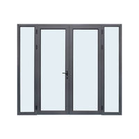 Porte battante simple ou double en aluminium avec cadre en verre isolant trempé pour maison, villa, entrée extérieure, appartement sur mesure