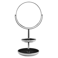 Table de maquillage double face personnalisée nouvellement conçue, miroir grossissant, plateau de rangement de bijoux double couche pour salle de bain