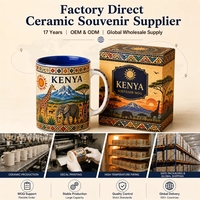 Tasses en céramique souvenirs touristiques Afrique Kenya, motif faune de la savane, pour café et lait, personnalisables OEM ODM, vente en gros