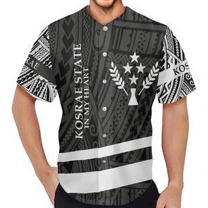 Kosrae полинезийская бейсбольная Джерси с этническим узором, мужская одежда большого размера, изготовленные на заказ Пустые бейсбольные Джерси, оптовая продажа рубашек - Product Image 2