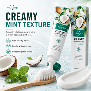 OEM Toothpaste Supplier Custom Natural <strong>Coconut</strong> Oil <strong>Teeth</strong> Whitening Toothpaste Deep Cleaning Remove Fluoride Free Toothpaste - Product Image 2