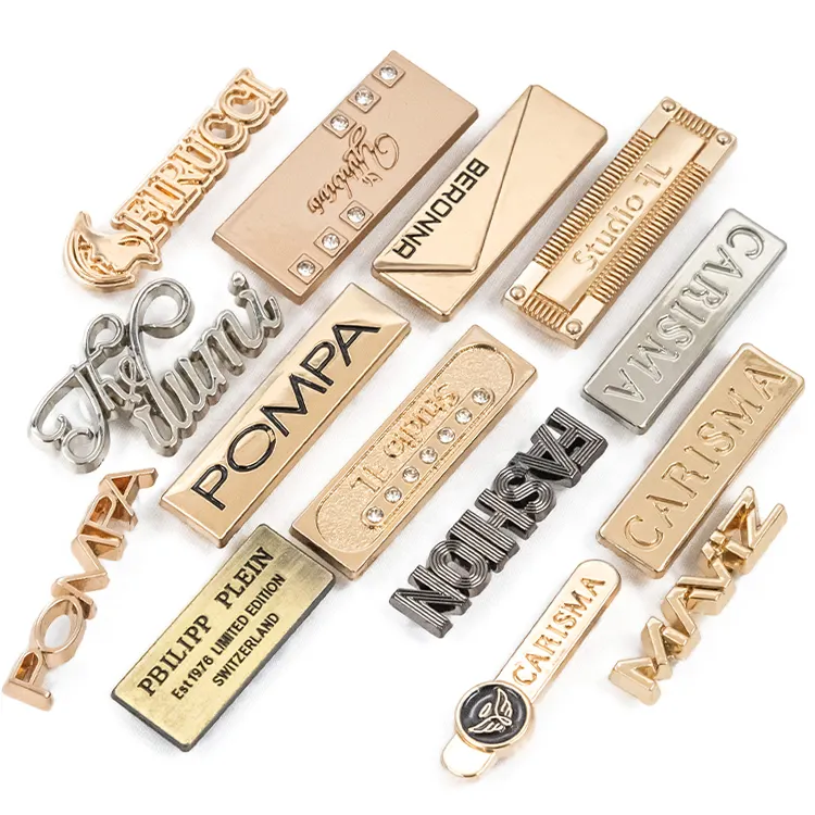 최신 디자인 사용자 정의 의류 금속 브랜드 로고 금속 의류 라벨 장식 가방 금속 태그 라벨