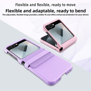 เหมาะสำหรับการขายข้ามพรมแดน: เคสหนังพับได้สำหรับ Samsung Z Flip 6 หน้าจอใหญ่ สีพื้น สไตล์ธุรกิจ - Product Image 3