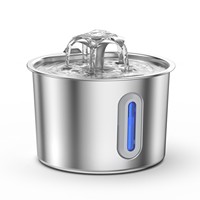 Bebedero Automático para Gatos de Acero Inoxidable, Bebedero para Mascotas de 2.2L con Ventana, Bebedero Silencioso para Gatos y Perros