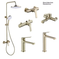 Ensemble de douche mural de style américain en cuivre brossé, pour usage domestique, avec pistolet de pulvérisation d'eau froide et chaude, et pommeau de douche à pression accrue