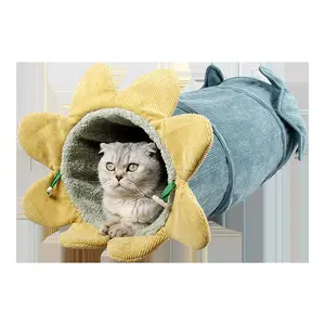 Nieuwe Collectie Corduroy Kat Tunnel Indoor Luxe Interactieve Spelen Speelgoed Voelde Kat Tunnel Gevouwen Huisdier Tunnel Bed