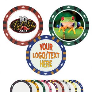 Jetons de poker personnalisés en couleur avec design à 12 rayures, impression directe, plateau inclus par Chips and Games - Product Image 1