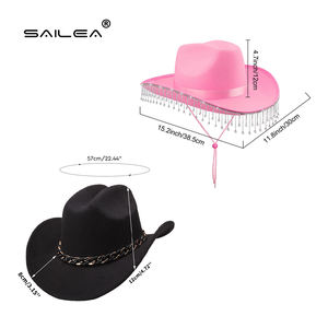 OEM 2025 Luxe Western Cowgirl Cowboyhoed met aangepast logo, brede rand, polyester, voor dames - verkrijgbaar voor groothandel - Product Image 3