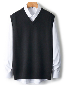 High Quality <strong>Men's</strong> Knit V-Neck Wool <strong>Vest</strong> Fashionable and Comfortable Business Casual Breathable Woolen Fabric for Winter - Product Image 2