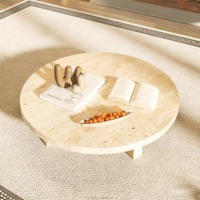 Table basse moderne ronde en marbre vert, socle en T bas, pour salon, luxe, personnalisable, en marbre Calacatta naturel