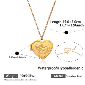 Collana da donna <span class=keywords><strong>a</strong></span> forma di <span class=keywords><strong>cuore</strong></span> in acciaio inossidabile con ciondolo <span class=keywords><strong>a</strong></span> forma di lontra con foto <span class=keywords><strong>a</strong></span> scomparsa, design creativo e romantico - Product Image 2