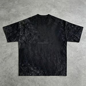 T-shirt Oversize Nera Lavata da Uomo, Stampa Grafica Dragon's Wrath, Maglietta Vintage Casual a Maniche Corte <span class=keywords><strong>Stile</strong></span> Streetwear - Product Image 2