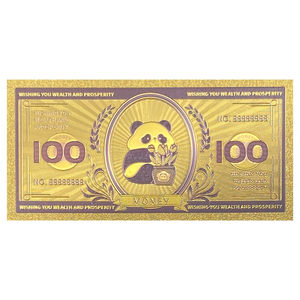 Customized China Panda Commemorative Card Animal Cute Bookmark Colorful Electroplated Plastic 100 Banknote - Product Image 3