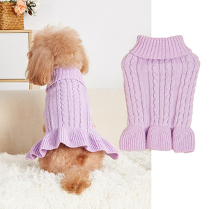 Robe pull tricotée pour chien, col roulé classique, motif torsadé, pour temps froid, mignonne, pour <span class=keywords><strong>chiot</strong></span> - Product Image 2