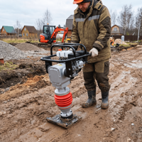 Compacteur de sol industriel compact VBT-110 à moteur essence/diesel 5,5-6,5 CV, poids 70 kg, haute efficacité
