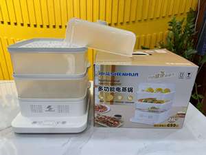 เครื่องนึ่งไฟฟ้าอเนกประสงค์ 3 ชั้น 24 ลิตร, เครื่องนึ่งอาหารแบบหลายชั้นสำหรับใช้ในครัวเรือนพร้อมฝาพลาสติกและฟังก์ชั่นปิดอัตโนมัติเพื่อความปลอดภัย - Product Image 5