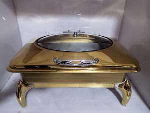 Ensemble présentoir de buffet de luxe Winners 9qt chauffe-plats martelés dorés chauffe-plats en acier inoxydable pour buffet chauffe-plats pour hôtel et banquet - Product Image 3