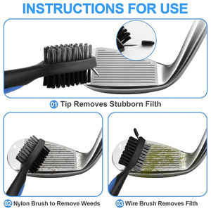 Brosse de nettoyage pour clubs de golf rétractable, nettoyeur de rainures, brosse à poils double face avec mousqueton, 7 couleurs - Product Image 4