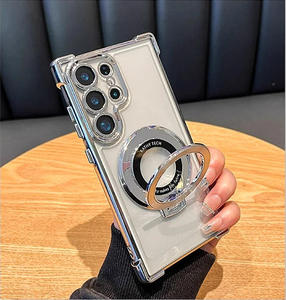 Custodia per telefono <span class=keywords><strong>trasparente</strong></span> di lusso in PC rigido galvanizzato con supporto magnetico per <span class=keywords><strong>Samsung</strong></span> S26 <span class=keywords><strong>Ultra</strong></span> S26 S25 S24 S23 A17 A07 - Product Image 1