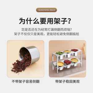 Estante cilíndrico redondo de doble capa de acero inoxidable para condimentos con 6, 8 o 10 compartimentos para uso en restaurantes tipo buffet. - Product Image 3