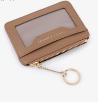 Dompet Kulit Mini Wanita Custom dengan Gantungan Kunci, Tempat Kartu Kredit untuk Wanita dan Gadis, Produk Tas Tangan