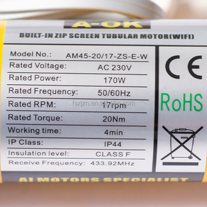 Motore Tubolare A-OK AM45-20/17-ZS-E-W per Tende <span class=keywords><strong>Frangivento</strong></span> da Esterno con Controllo WIFI e Sistema Elettronico Integrato - Product Image 3