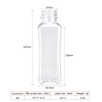 Bouteilles de jus en plastique carrées vides à taille cintrée 12oz 350ml Bouteille de soda à vis portable jetable pour boisson café thé avec bouchons