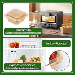 Bol à salade octogonal en papier kraft jetable, directement de l'usine, avec logo personnalisé, épaissi, pour camping et extérieur - Product Image 3